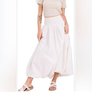 NWT Emerson Lang Large Bubble Hem Bottom High Waisted Maxi Skirt White Cream